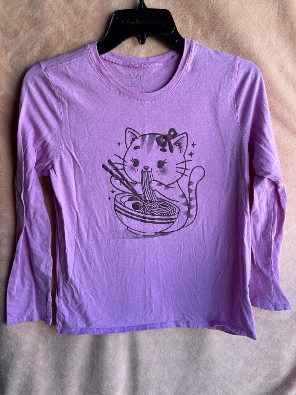 Cute Cat Eating Ramen Shirt Girls XXL/16